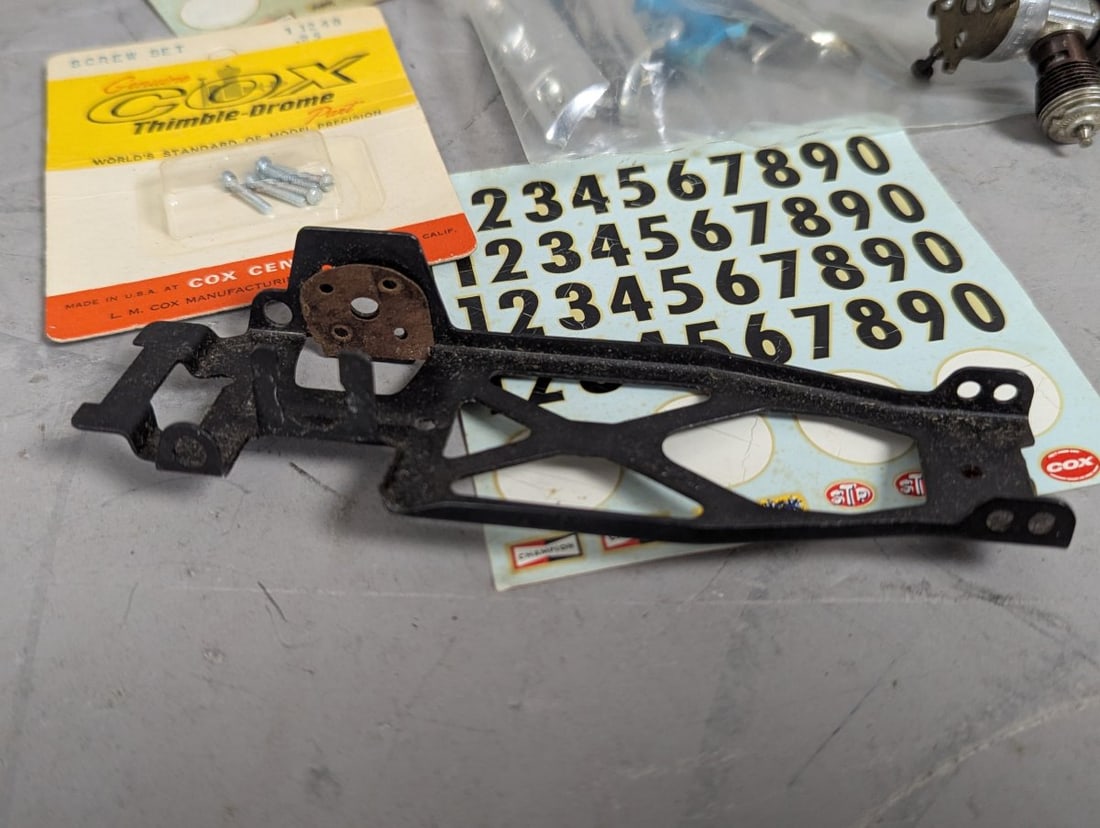 Cox 1968 Pontiac GTO Slot Car Parts Lot with Decals and Spare Components - 11