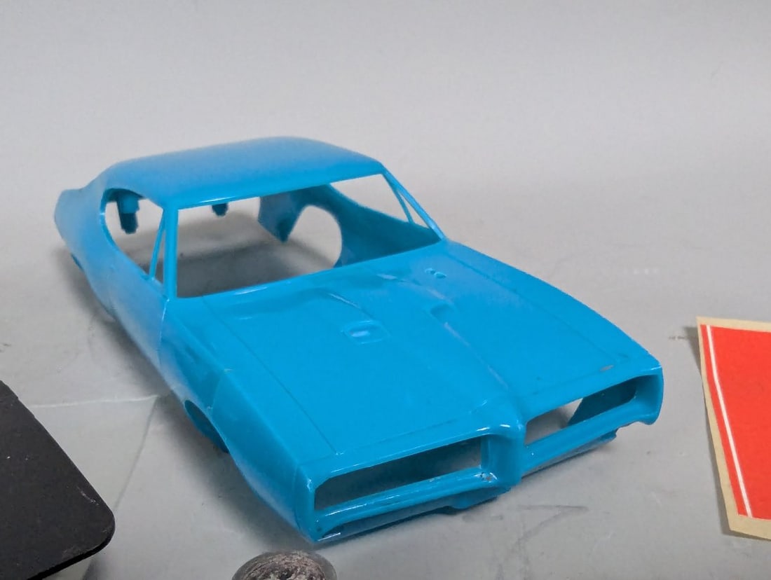 Cox 1968 Pontiac GTO Slot Car Parts Lot with Decals and Spare Components - 2