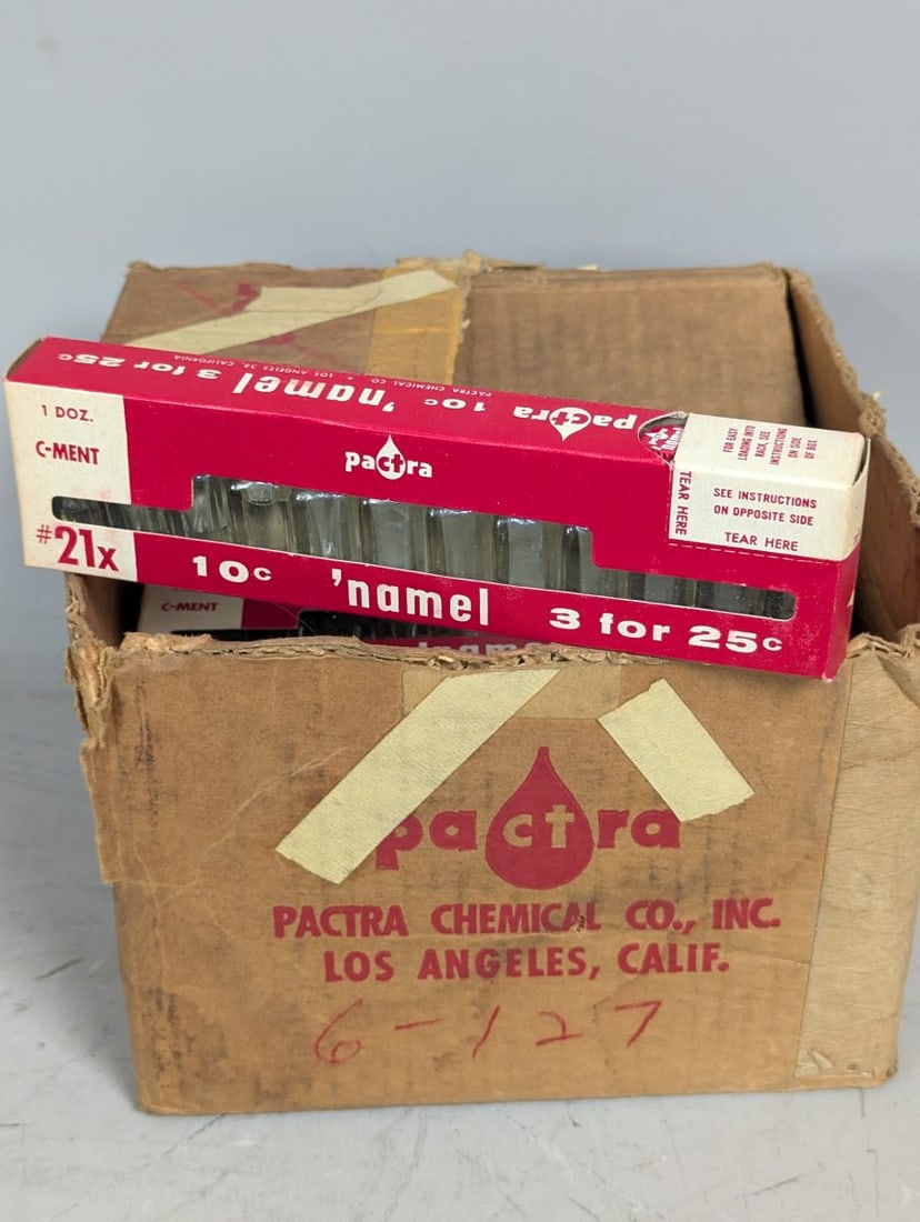 Pactra Chemical Co Vintage Lot of 16 #21x C-MENT Retail Display Boxes New Old Stock: **Important** Please read below description on how to avoid high shipping costs. This auction features a rare lot of 16 in the original shipping box. These vintage Pactra #21x C-Ment retail display