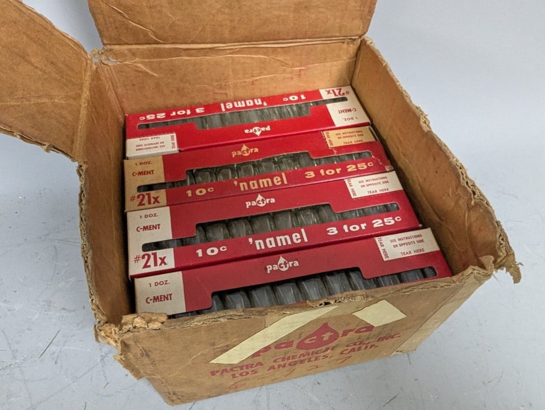 Pactra Chemical Co Vintage Lot of 16 #21x C-MENT Retail Display Boxes New Old Stock - 4