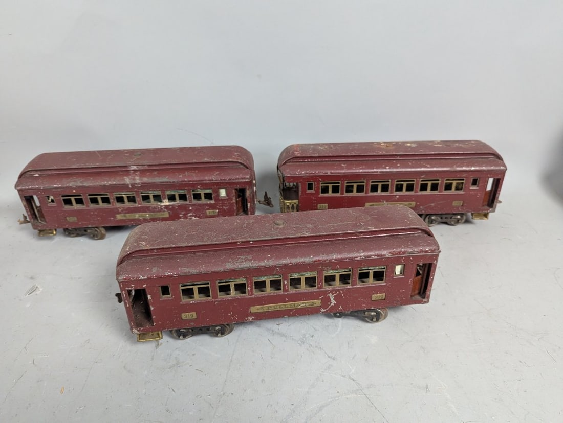 Lionel Standard Gauge Pre-War Passenger Car Set 319 322 Vintage Model Trains (1 of 7)
