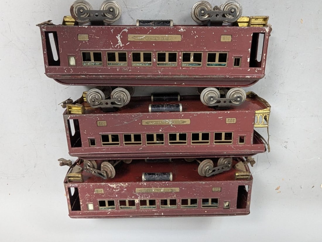 Lionel Standard Gauge Pre-War Passenger Car Set 319 322 Vintage Model Trains - 3