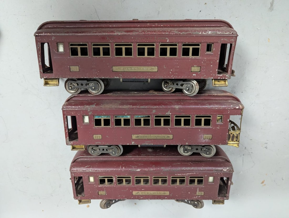 Lionel Standard Gauge Pre-War Passenger Car Set 319 322 Vintage Model Trains - 5
