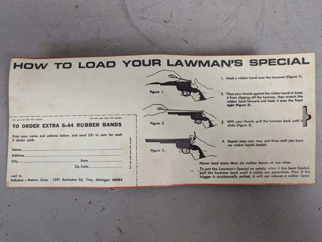 Industro-Motive Lawman's Special 6-44 Rubber Band Gun Vintage Western Toy - 5