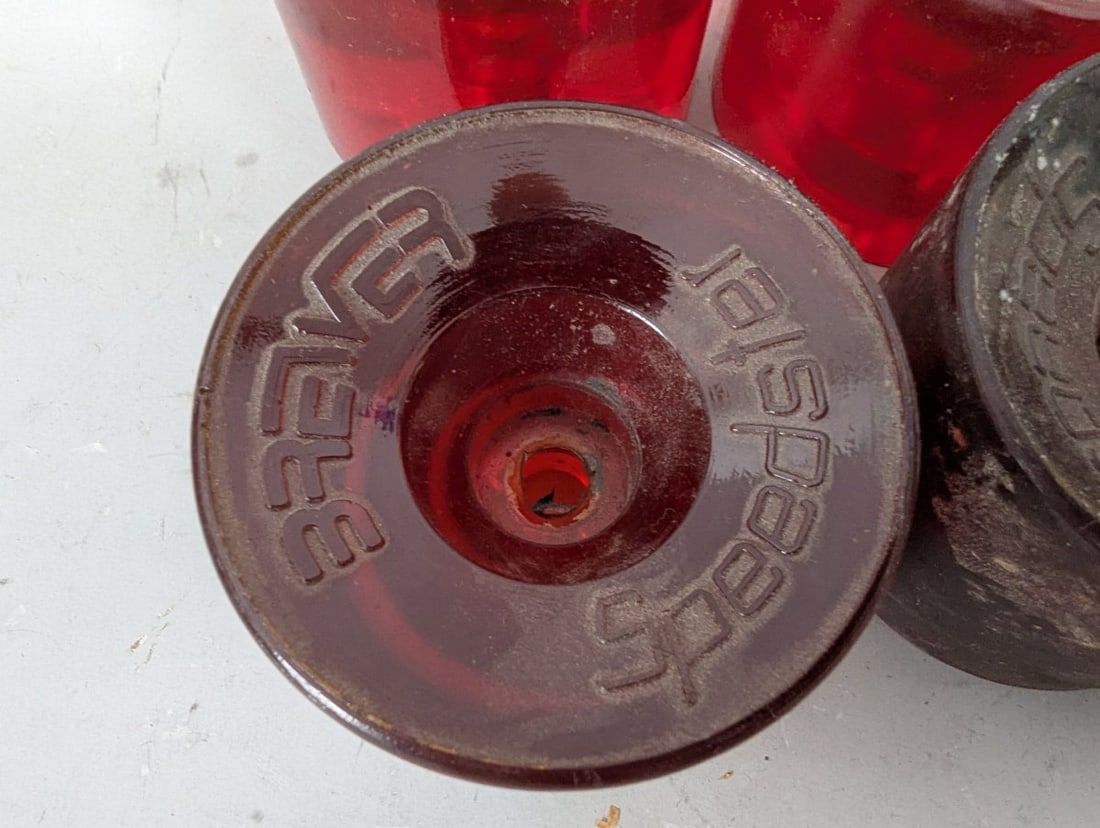 Vintage 1970s Brever Speedster Skateboard Wheels Set of 4 Red Jelly Urethane Wheels - 2