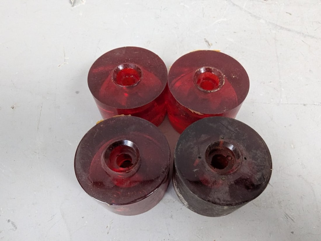 Vintage 1970s Brever Speedster Skateboard Wheels Set of 4 Red Jelly Urethane Wheels - 3