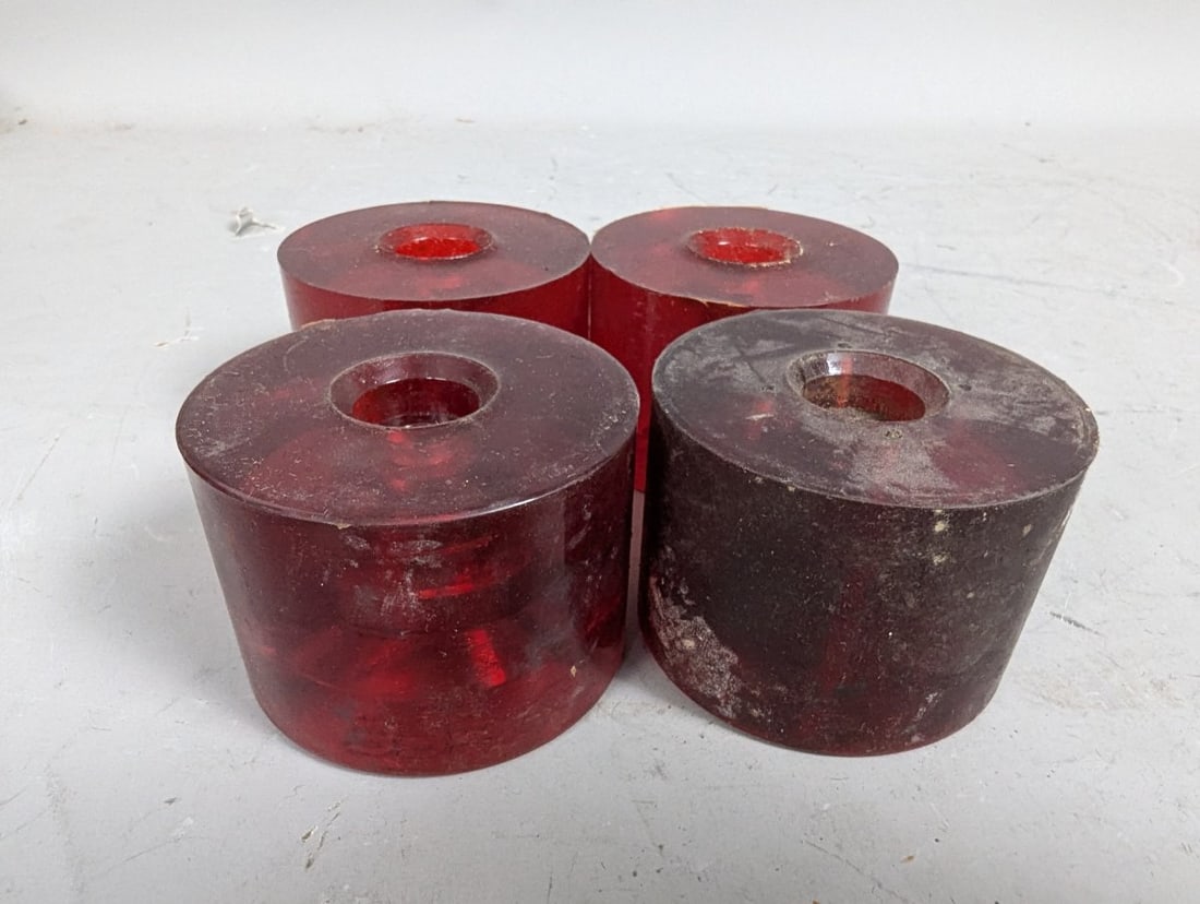 Vintage 1970s Brever Speedster Skateboard Wheels Set of 4 Red Jelly Urethane Wheels - 4