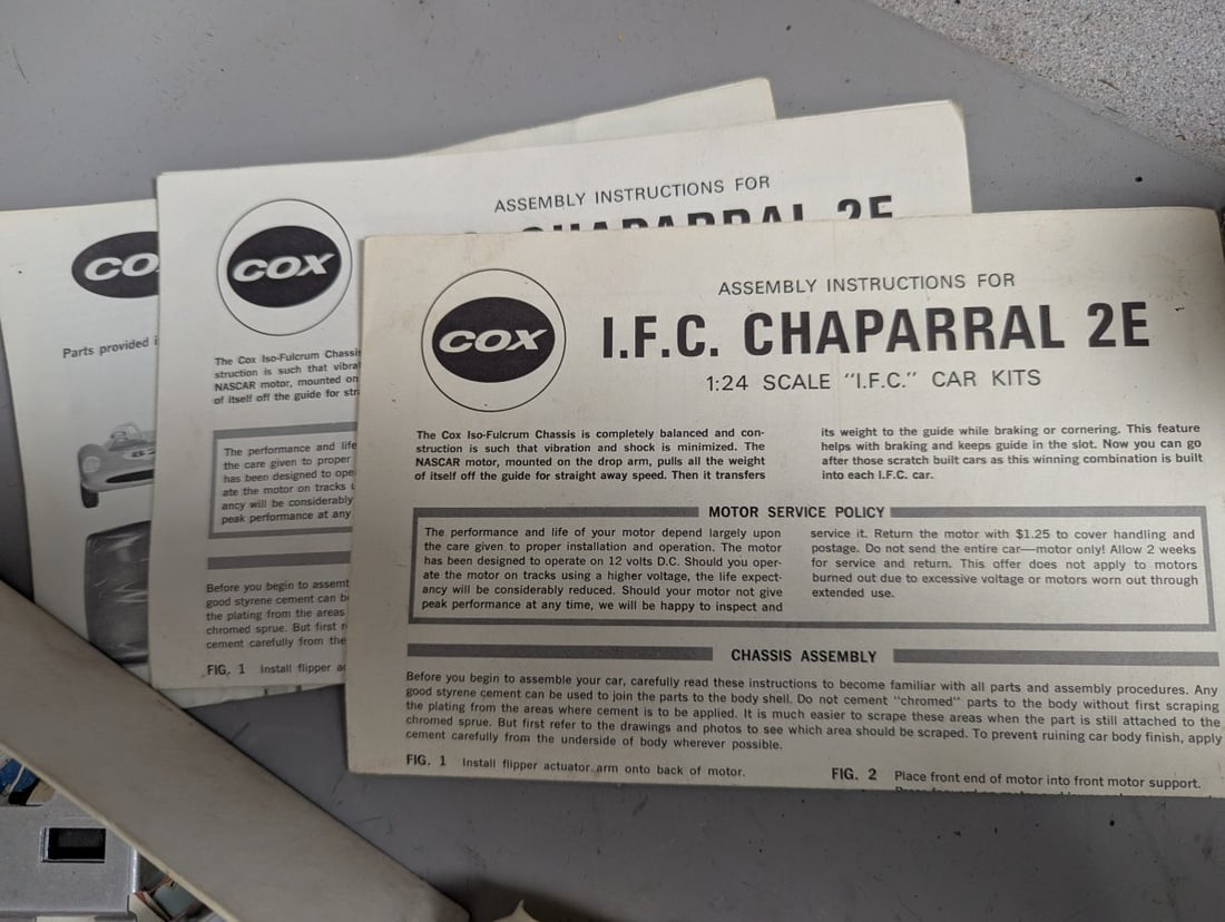 Vintage Cox 1/24 Scale Chaparral Slot Cars Collection with Box and Original Parts - 6