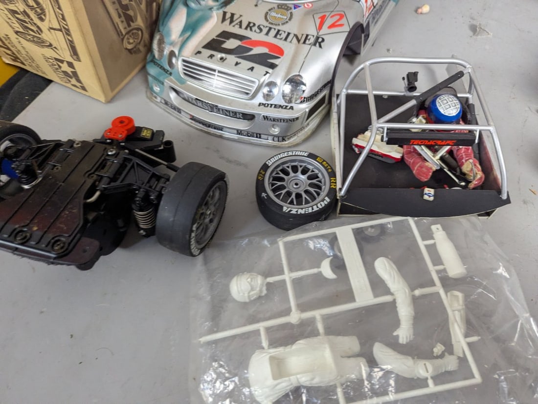 Lot of RC Cars 10 Body Shells Two Chassis Extra Parts Vintage Racing Collectibles - 8