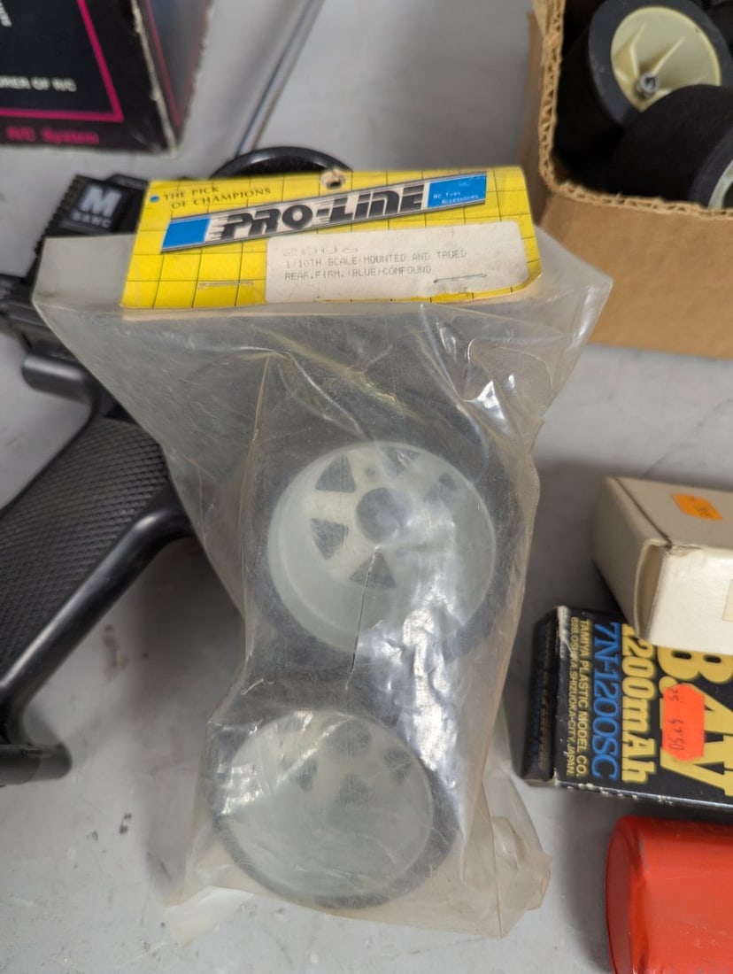 Vintage RC Car Lot Futaba Sanwa Tamiya Pro-Line Transmitters Tires Parts Unused - 6