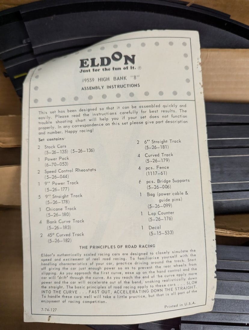 Eldon High Bank 8 HO Road Race Set #9859 Vintage Toy Incomplete Parts Only - 4