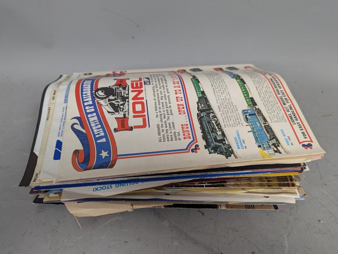 Lot of Vintage Lionel Train Catalogs and Paperwork from the 1970s and 1980s: **Important** Please read below description on how to avoid high shipping costs. Step into the world of Lionel trains with this remarkable lot of catalogs and brochures from the 1970s and 1980s. This 