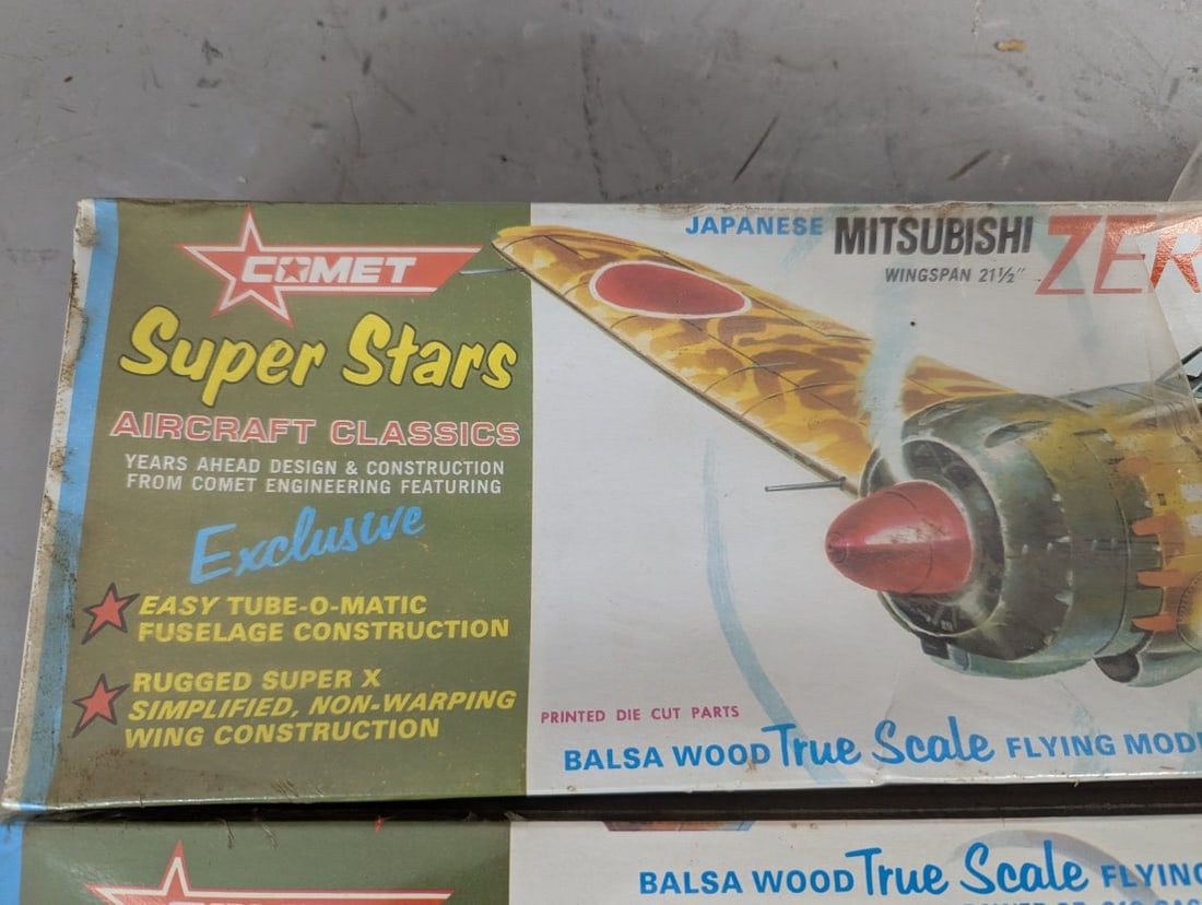 Comet Super Stars Balsa Wood Model Kits Lot Piper Cub J-3 Mitsubishi ZERO Sealed - 2