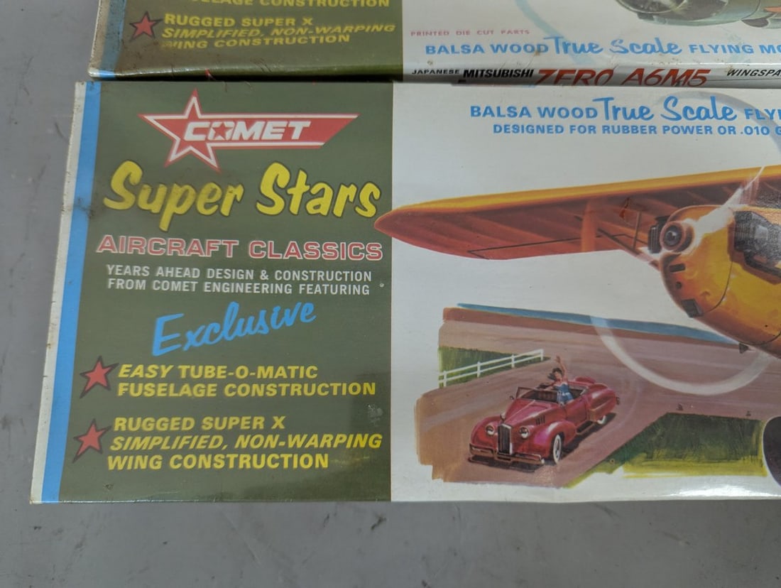 Comet Super Stars Balsa Wood Model Kits Lot Piper Cub J-3 Mitsubishi ZERO Sealed - 4