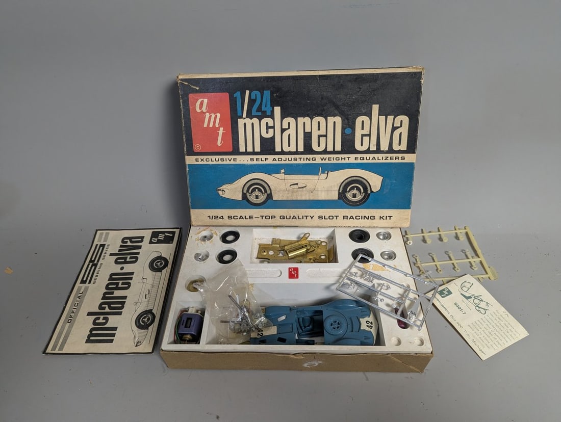 AMT 1/24 McLaren-Elva Slot Racing Kit Vintage Model Car Parts Project: **Important** Please read below description on how to avoid high shipping costs. 12 x 8 x 2 1/4. This AMT 1/24 McLaren-Elva slot racing kit offers a unique opportunity for collectors and enthusiasts a
