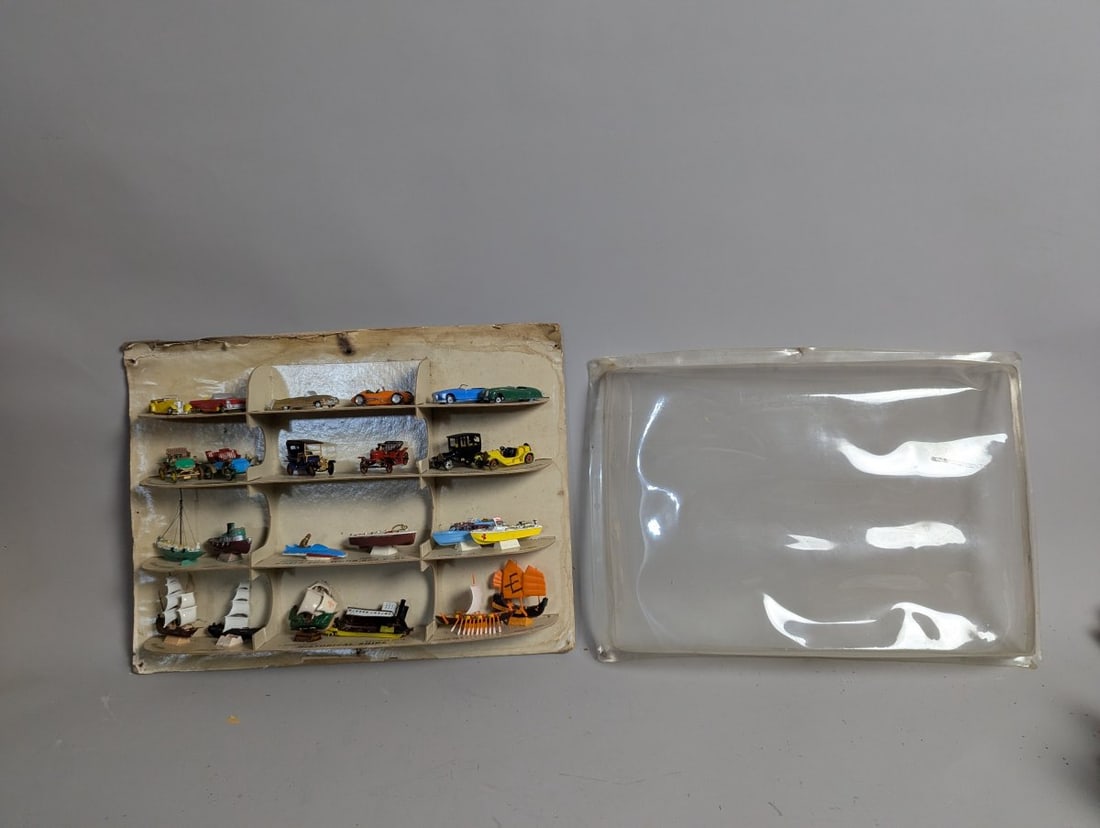 Vintage Ideal Toy Corporation Precision Miniatures Store Display Set with Vehicles: **Important** Please read below description on how to avoid high shipping costs. Presenting a rare complete vintage store display set by Ideal Toy Corporation, measuring 19 x 15 x 3 inches. This uniqu