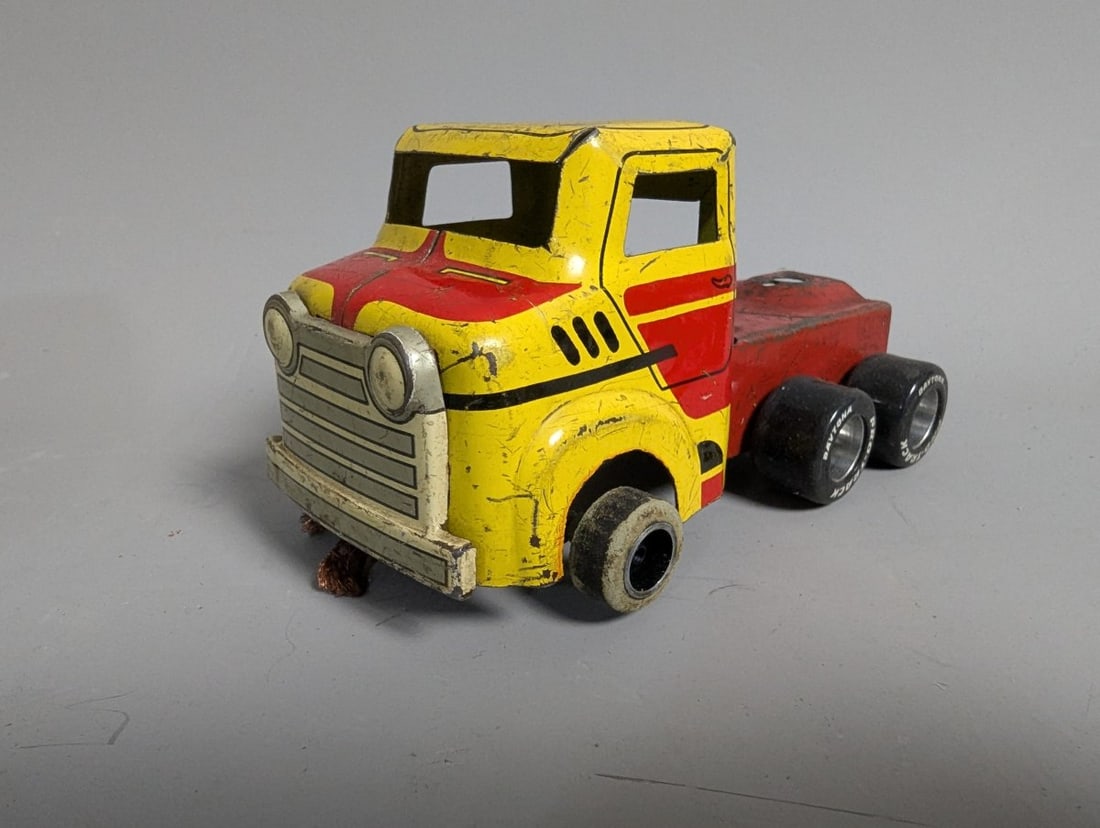 Custom Wyandotte Pressed Steel Slot Car Truck Unique Vintage Toy Collectible: **Important** Please read below description on how to avoid high shipping costs. Introducing a rare custom creation: a 6 1/4 x 4 x 3 Wyndotte pressed steel truck custom converted to be a slot car. Thi