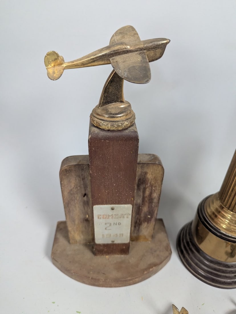 Vintage C 1940s Model Airplane Trophies Collection with Classic Aviation Theme - 2
