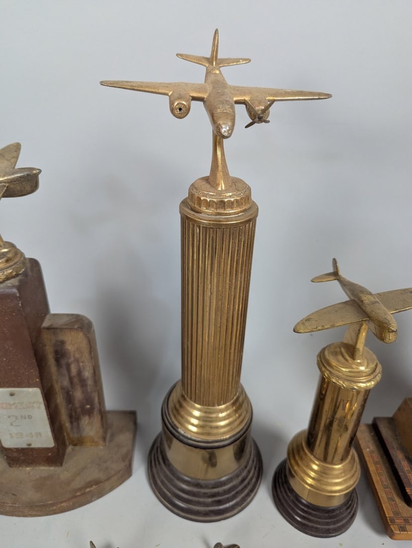 Vintage C 1940s Model Airplane Trophies Collection with Classic Aviation Theme - 3