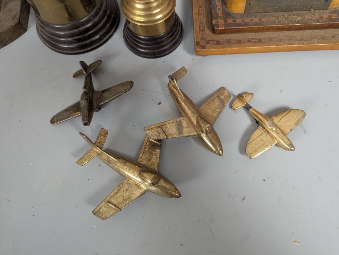 Vintage C 1940s Model Airplane Trophies Collection with Classic Aviation Theme - 7
