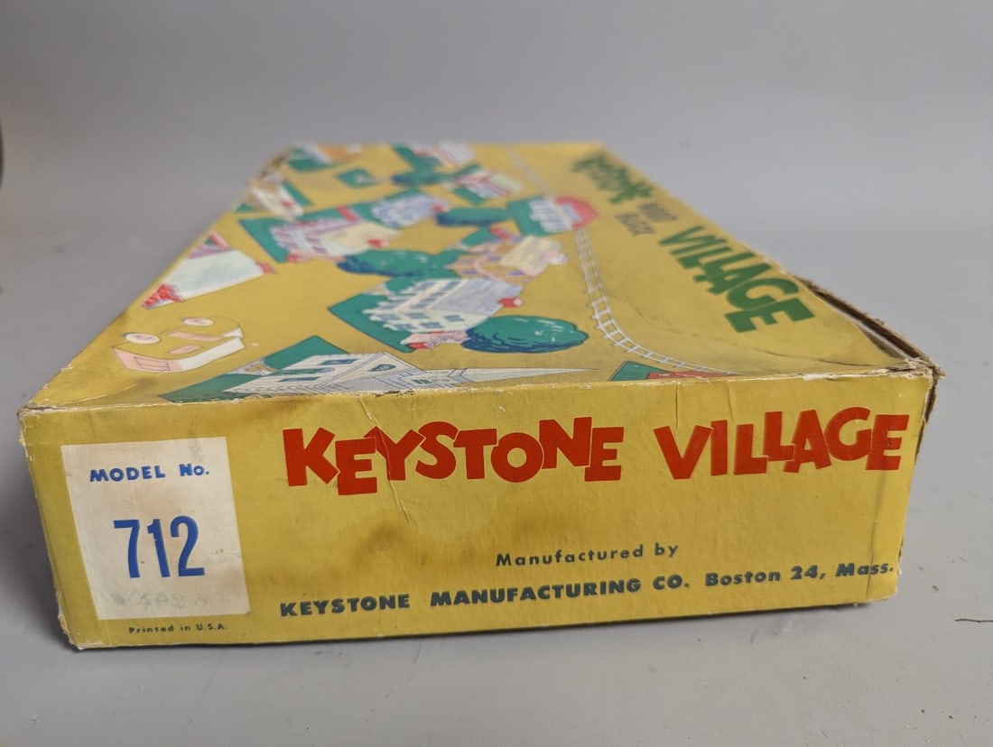 Vintage Keystone Wood Block Village Model 712 Rare Collectible Toy Set with Box - 7