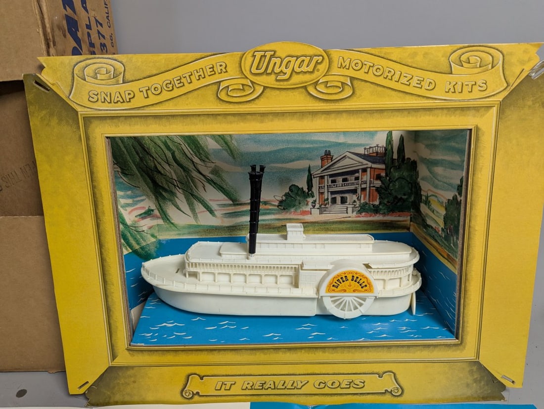 Vintage Ungar River Boat Shadow Box Display Set with Poster and Shipping Box - 2