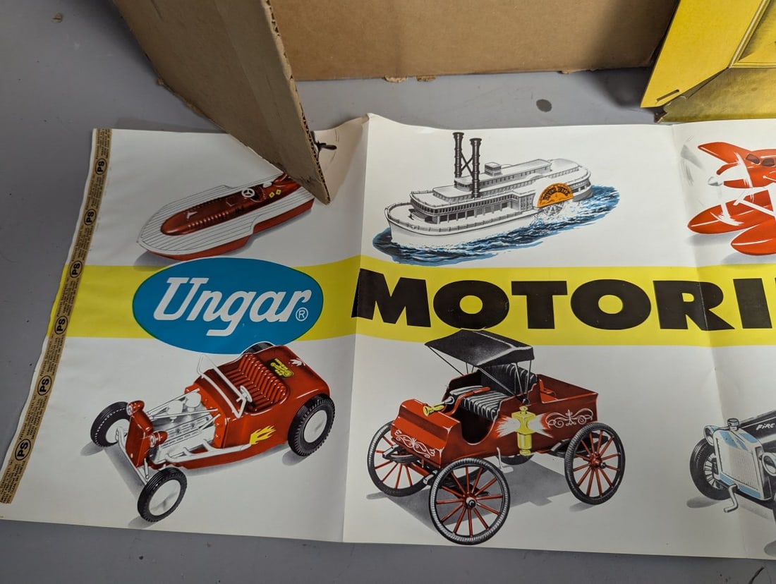 Vintage Ungar River Boat Shadow Box Display Set with Poster and Shipping Box - 5