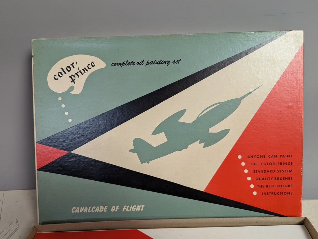 Vintage Color-Prince Cavalcade of Flight Paint By Numbers Kit Complete Oil Painting Set - 2