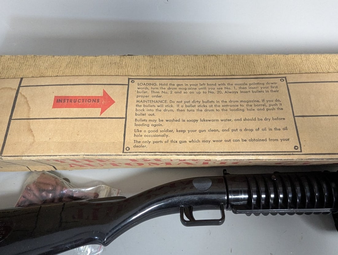Vintage Durlan 20-30 Automatic Toy Gun with Original Box and Bullets Collectible Classic - 6