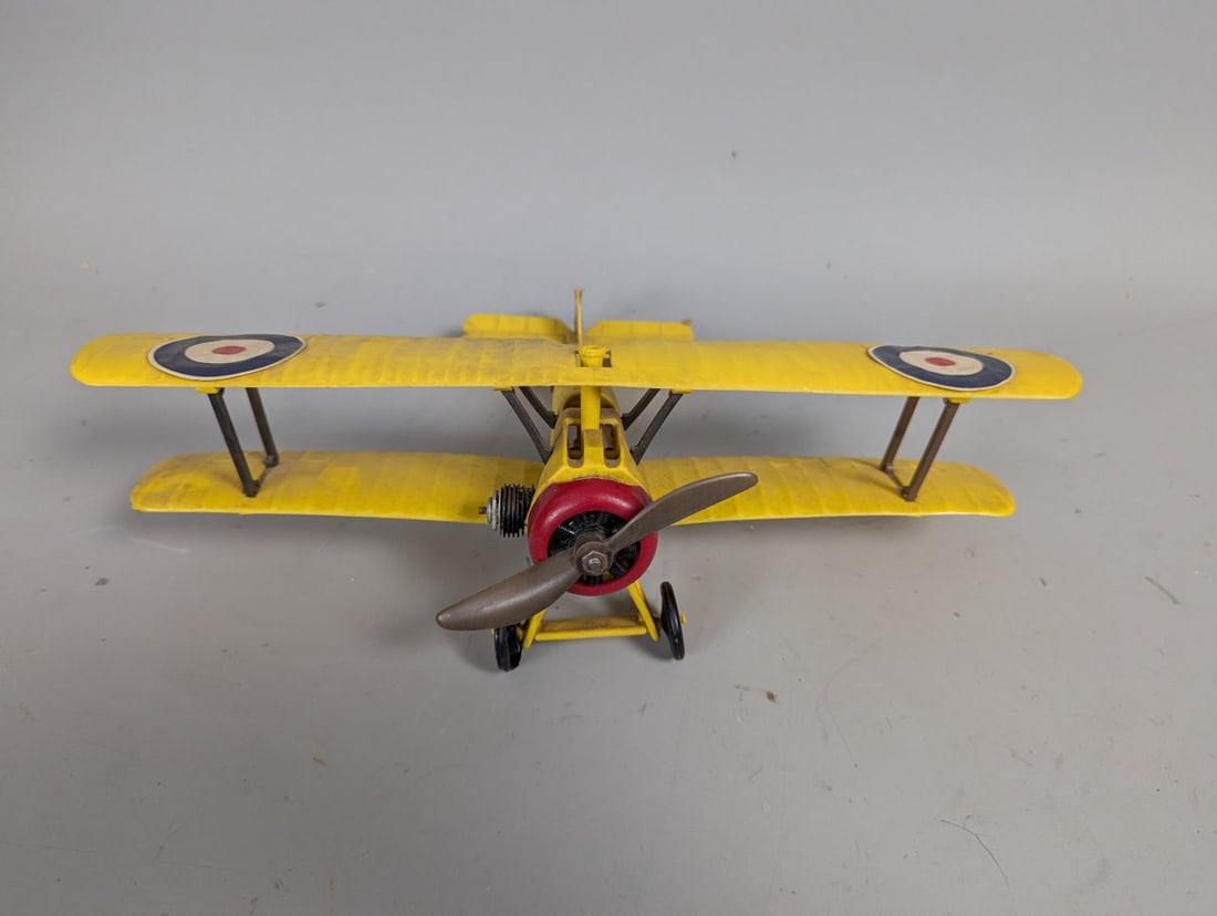 Vintage Testors RAF Style Biplane Control Line Model Airplane Yellow Color Scheme - 2