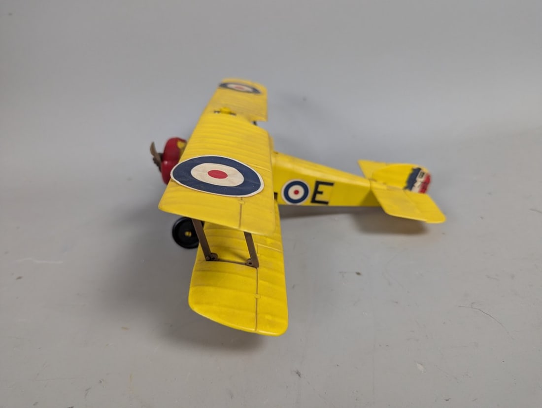 Vintage Testors RAF Style Biplane Control Line Model Airplane Yellow Color Scheme - 3