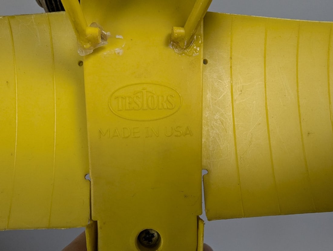 Vintage Testors RAF Style Biplane Control Line Model Airplane Yellow Color Scheme - 7