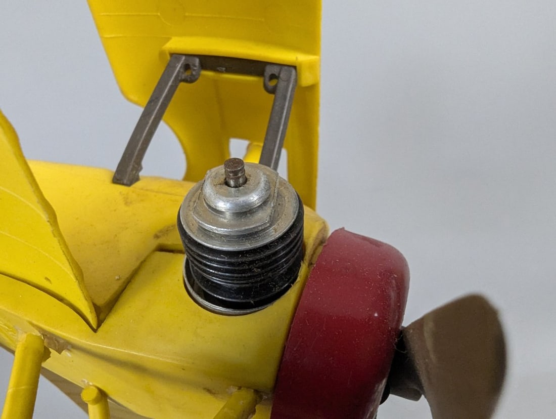 Vintage Testors RAF Style Biplane Control Line Model Airplane Yellow Color Scheme - 8