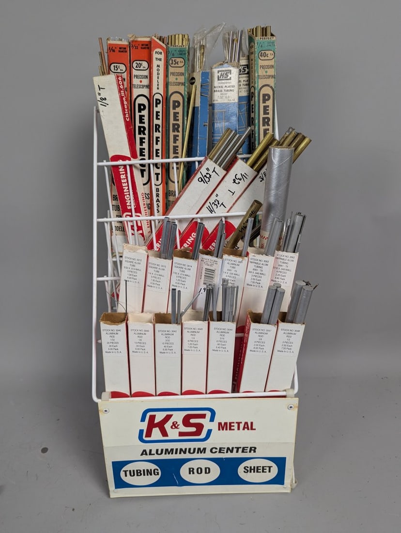 Vintage K&S Engineering Metal Hobbyist Display Rack Assorted Tubing & Rods Collection (1 of 9)
