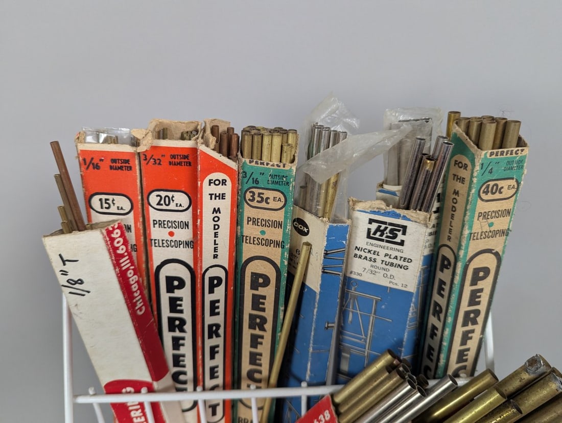 Vintage K&S Engineering Metal Hobbyist Display Rack Assorted Tubing & Rods Collection - 2