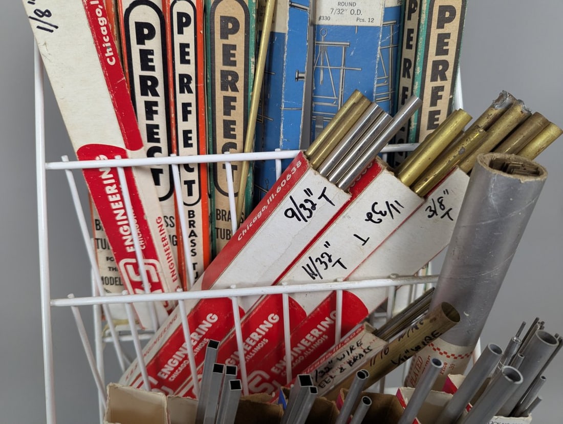 Vintage K&S Engineering Metal Hobbyist Display Rack Assorted Tubing & Rods Collection - 3
