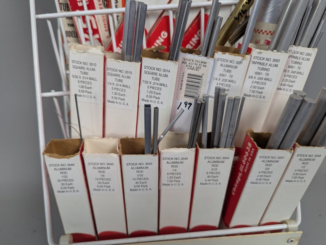 Vintage K&S Engineering Metal Hobbyist Display Rack Assorted Tubing & Rods Collection - 4