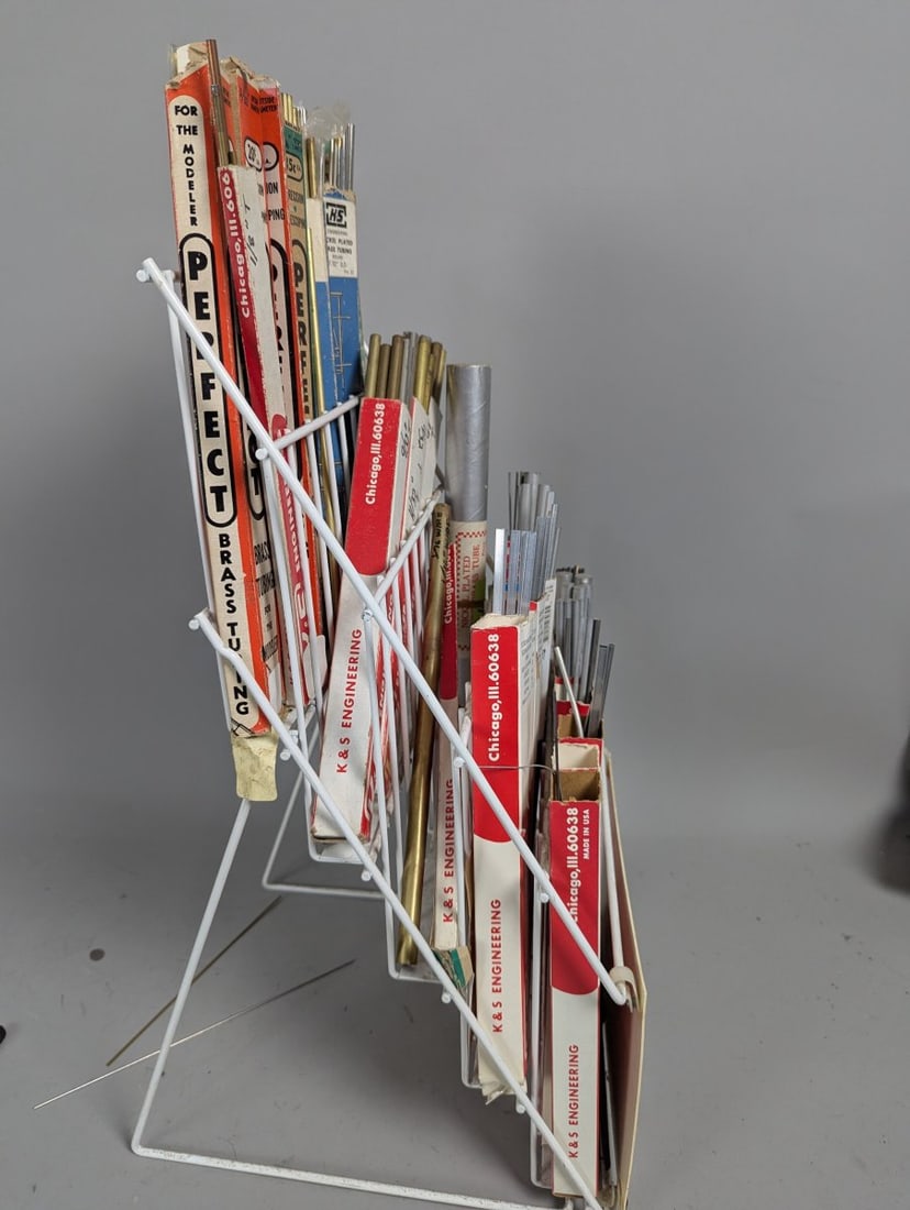 Vintage K&S Engineering Metal Hobbyist Display Rack Assorted Tubing & Rods Collection - 6
