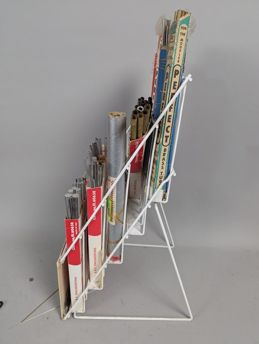 Vintage K&S Engineering Metal Hobbyist Display Rack Assorted Tubing & Rods Collection - 9