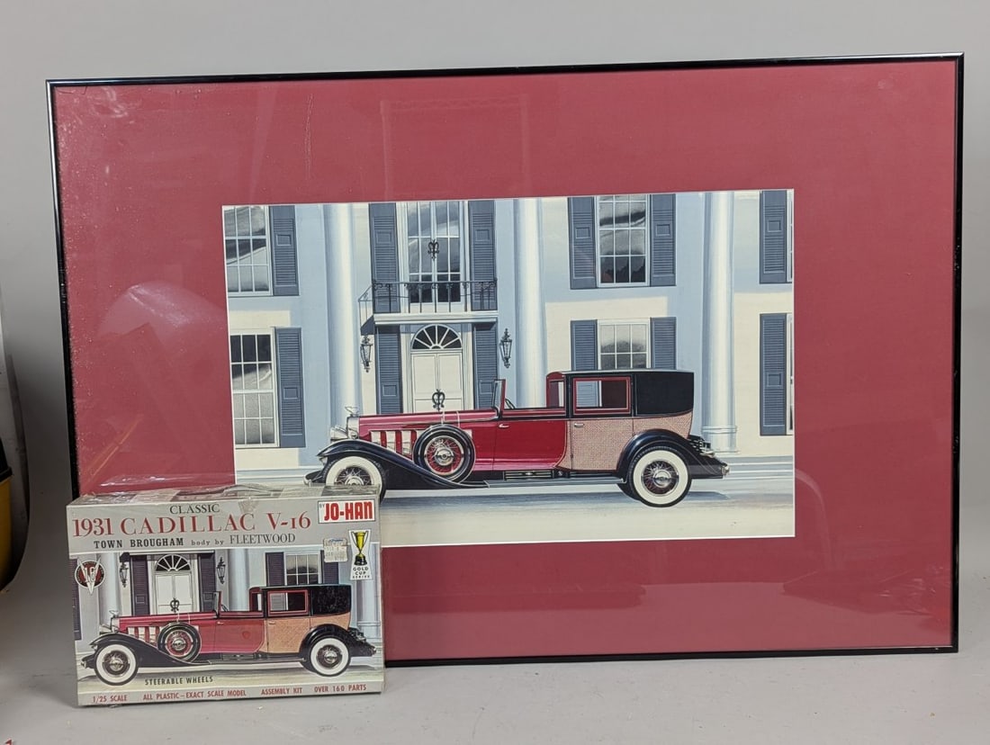 Original Production Artwork Jo-Han 1931 Cadillac V-16 Model Kit with Factory Sealed Kit: **Important** Please read below description on how to avoid high shipping costs. Presenting a unique collector's set featuring the original production artwork for the Jo-Han 1931 Cadillac V-16 model