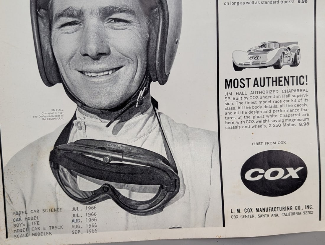 1966 Cox Chaparral Slot Car Models Advertisement Featuring Jim Hall - 4