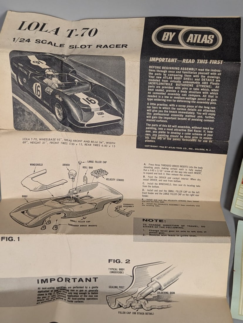 Vintage 1966 Atlas Lola T-70 Slot Racer Kit Highly Collectible - 7