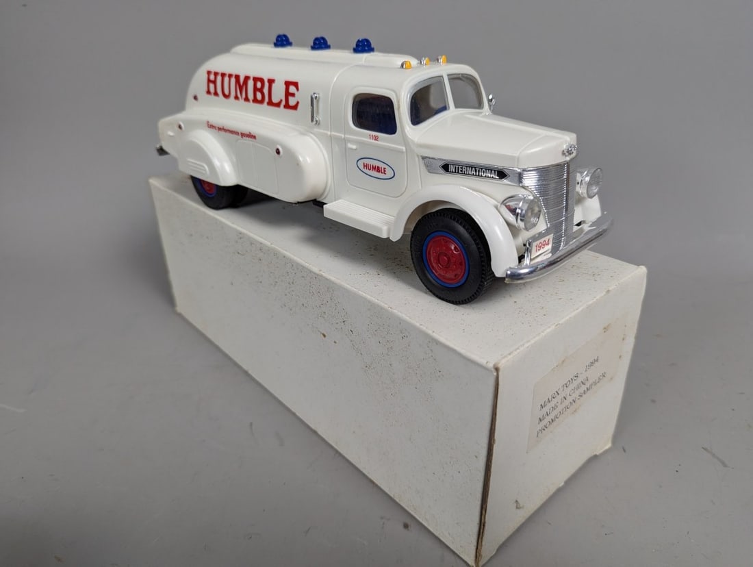 Marx Toys 1994 Humble International Tanker Truck Bank Vintage Toy Collectible: **Important** Please read below description on how to avoid high shipping costs. Discover this charming Marx Toys 1994 Humble International Tanker Truck Bank, measuring 4 x 4 1/2 x 11 1/2. This