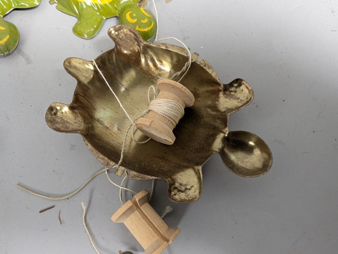 Vintage Tin Lithograph Turtle Pull-String Noisemaker Toys Lot of 12 New Old Stock - 6