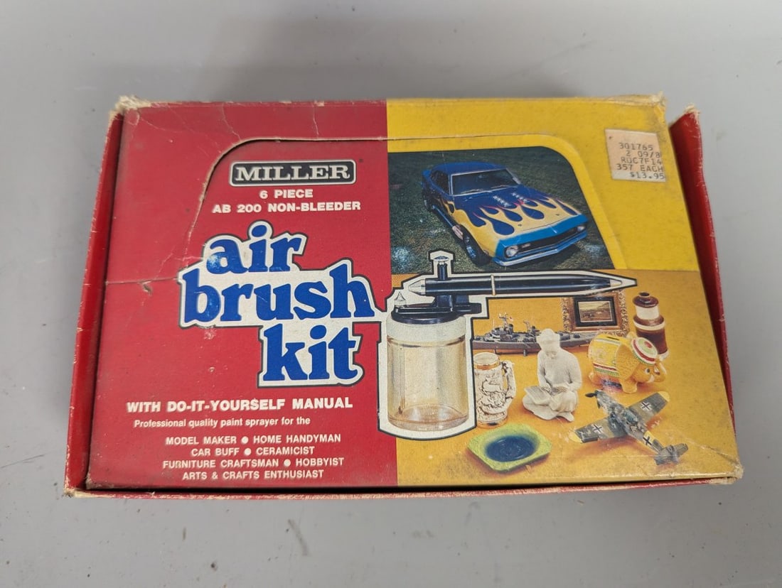 Vintage Miller Non-Bleeder Air Brush Kit 6-Piece Hobby Tool Sealed in Box - 2