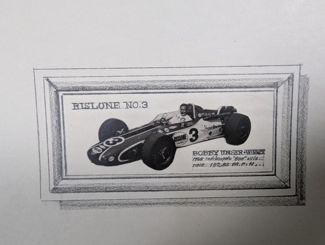 Creative Merchandisers Original Production Art Bobby Unser 1968 Indy 500 Winner Racing - 2
