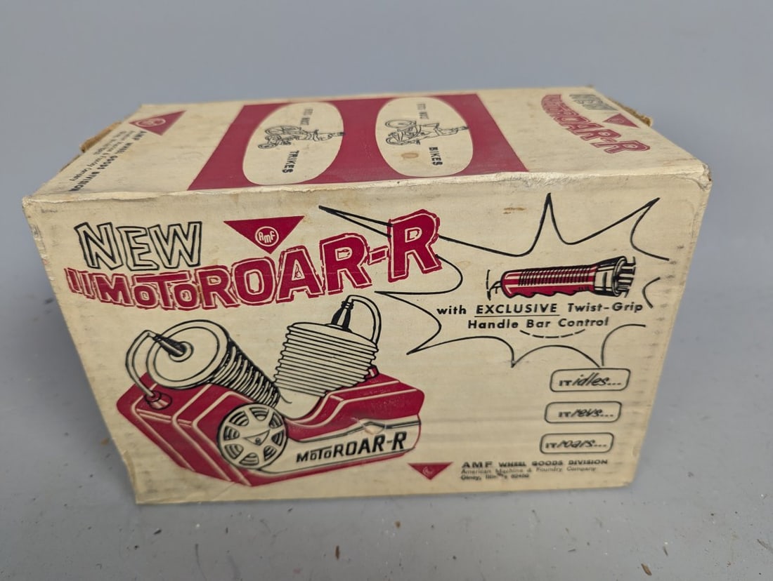 Vintage AMF New Motoroar-R Bicycle Noise Maker Toy Sealed Box Nostalgic Collectible: **Important** Please read below description on how to avoid high shipping costs. Introducing the AMF 'New Motoroar-R' Bicycle Noise Maker! This gem is a true find for collectors, as it measures 10 x 5
