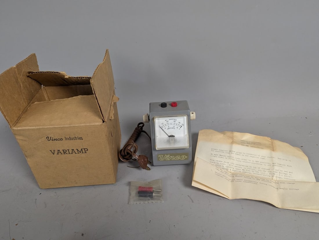 Vinco Variamp Meter Vintage Electronics New Old Stock with Original Box and Accessories: **Important** Please read below description on how to avoid high shipping costs. Up for auction is a Vinco Variamp Meter, a true gem for collectors of vintage electronics! This unit is New Old Stock