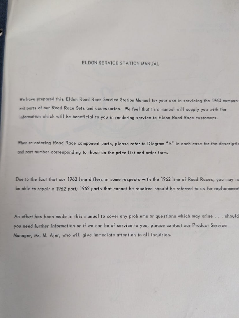 Eldon Industries 1963 Road Race Service Manual for Slot Car Collectors and Restorers - 2