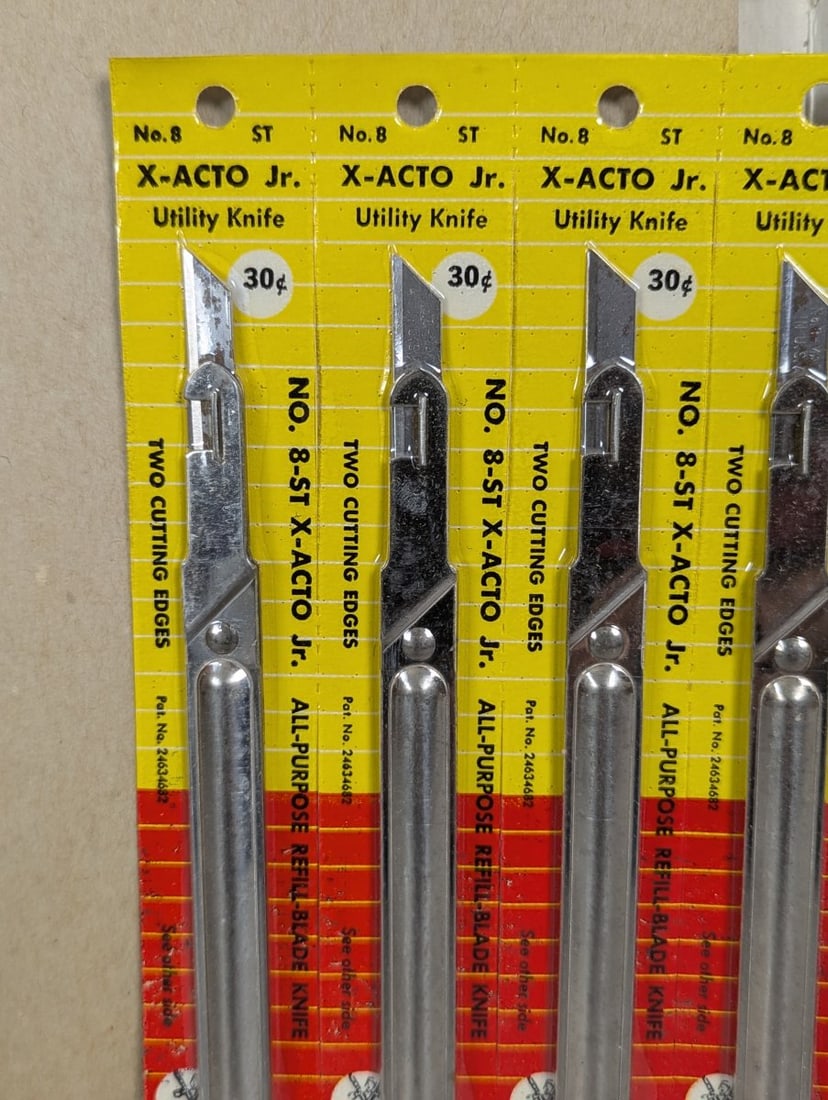 Vintage X-acto Jr. No. 8-ST Utility Knife Store Display New Old Stock NOS Complete Set - 3